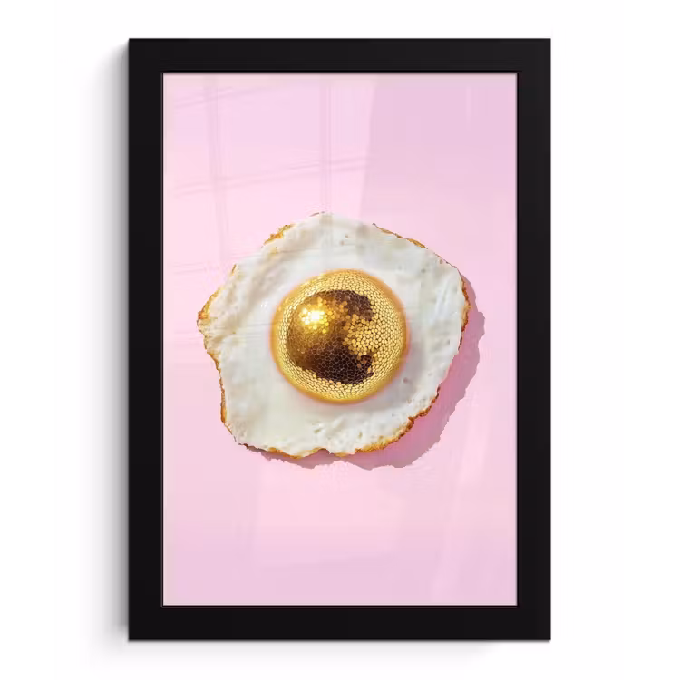 Poster met lijst - Ei - Disco - Ontbijt - Glitter — 1