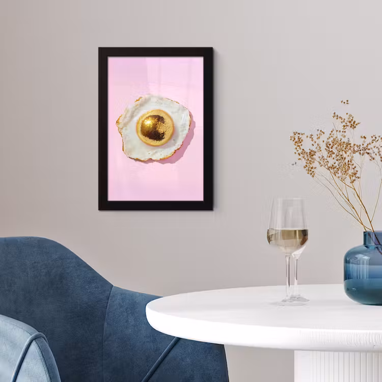Poster met lijst - Ei - Disco - Ontbijt - Glitter — 2