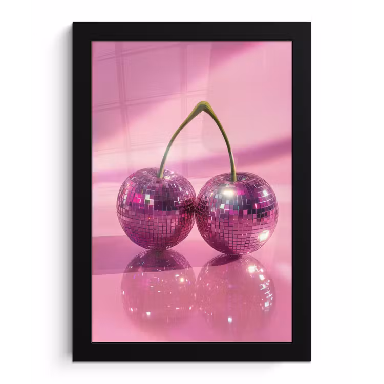 Poster met lijst - Glitter - Discobol - Roze - Kersen — 1
