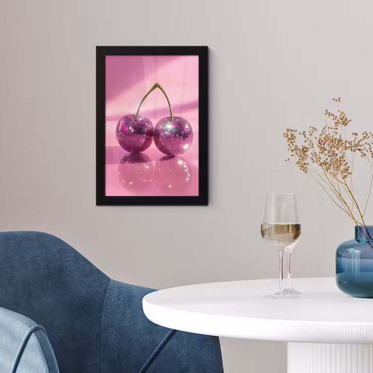 Poster met lijst - Glitter - Discobol - Roze - Kersen — 2