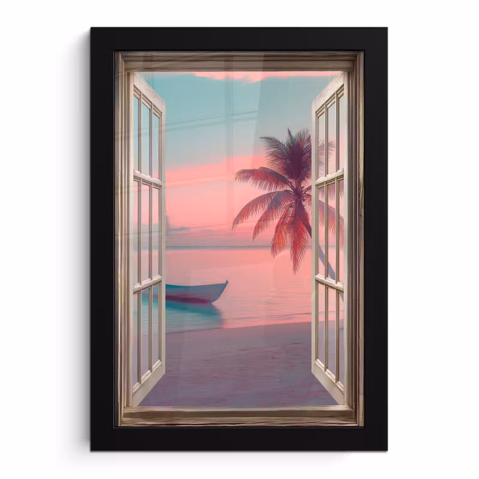 Poster met lijst - Doorkijk - Strand - Palmboom - Tropisch — 1