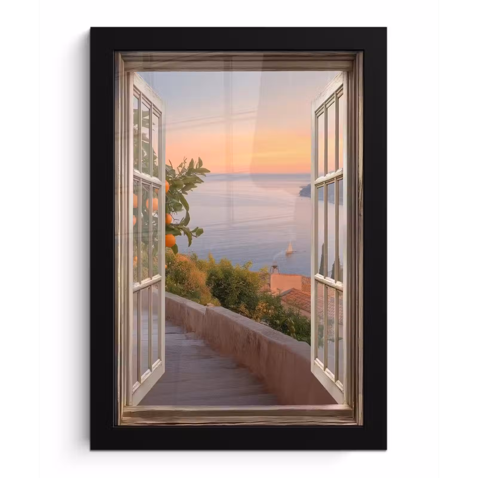 Poster met lijst - Doorkijk - Uitzicht - Meer - Landschap — 1