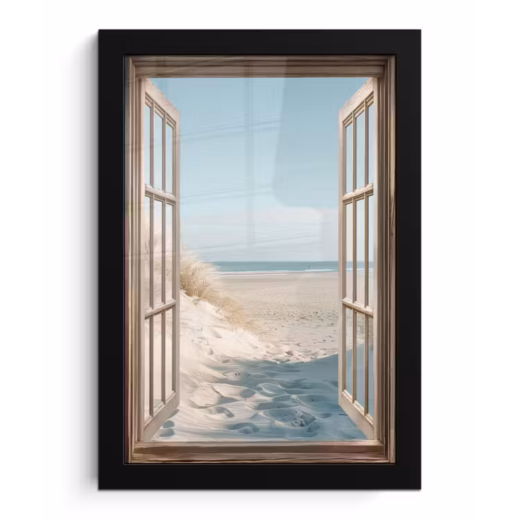 Poster met lijst - Doorkijk - Helmgras - Duinen - Zee - Landschap — 1
