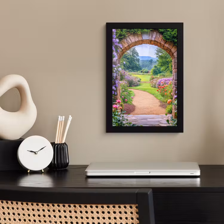 Poster met lijst - Doorkijk - Poort - Bloemen - Tuin — 3