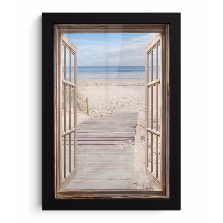 Poster met lijst - Doorkijk - Strand - Duinen - Pad - Landschap — 1
