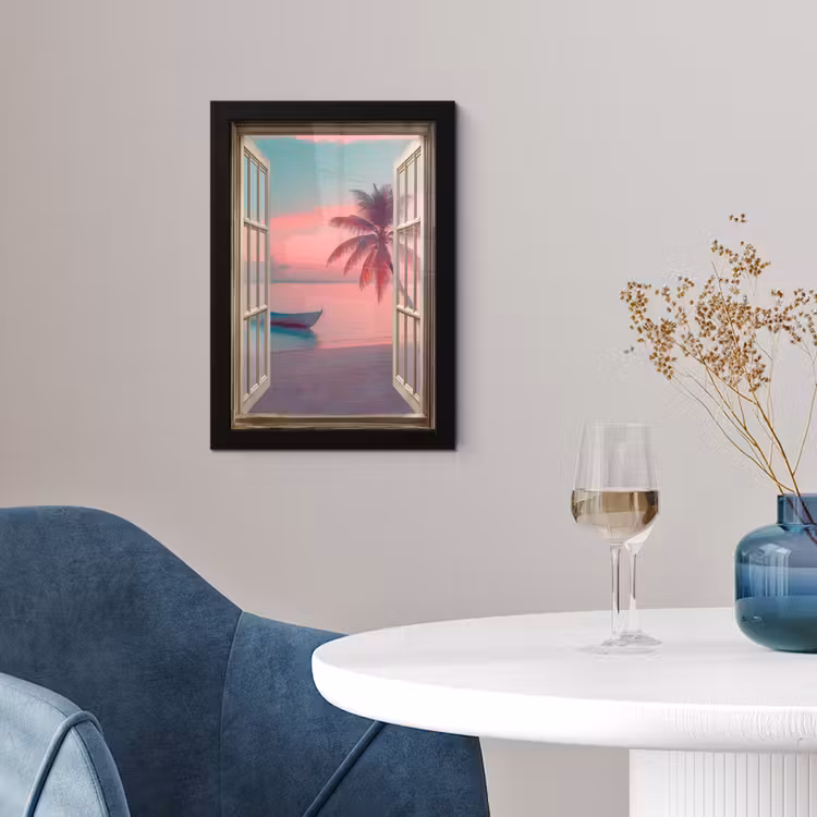 Poster met lijst - Doorkijk - Strand - Palmboom - Tropisch — 2