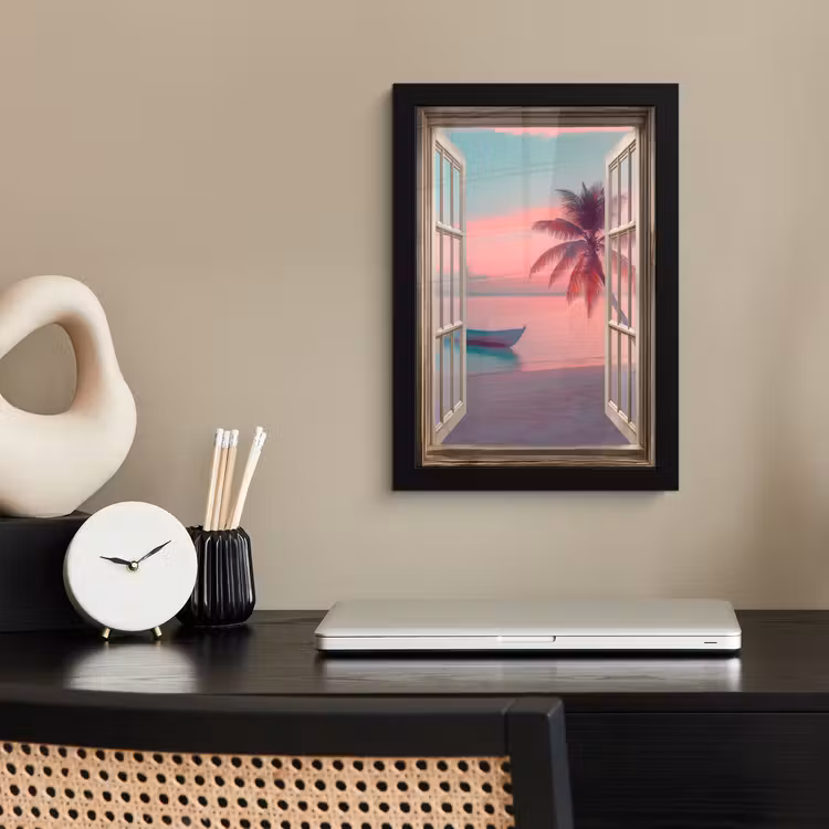 Poster met lijst - Doorkijk - Strand - Palmboom - Tropisch — 3