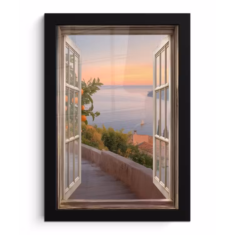 Poster met lijst - Doorkijk - Uitzicht - Meer - Landschap — 1