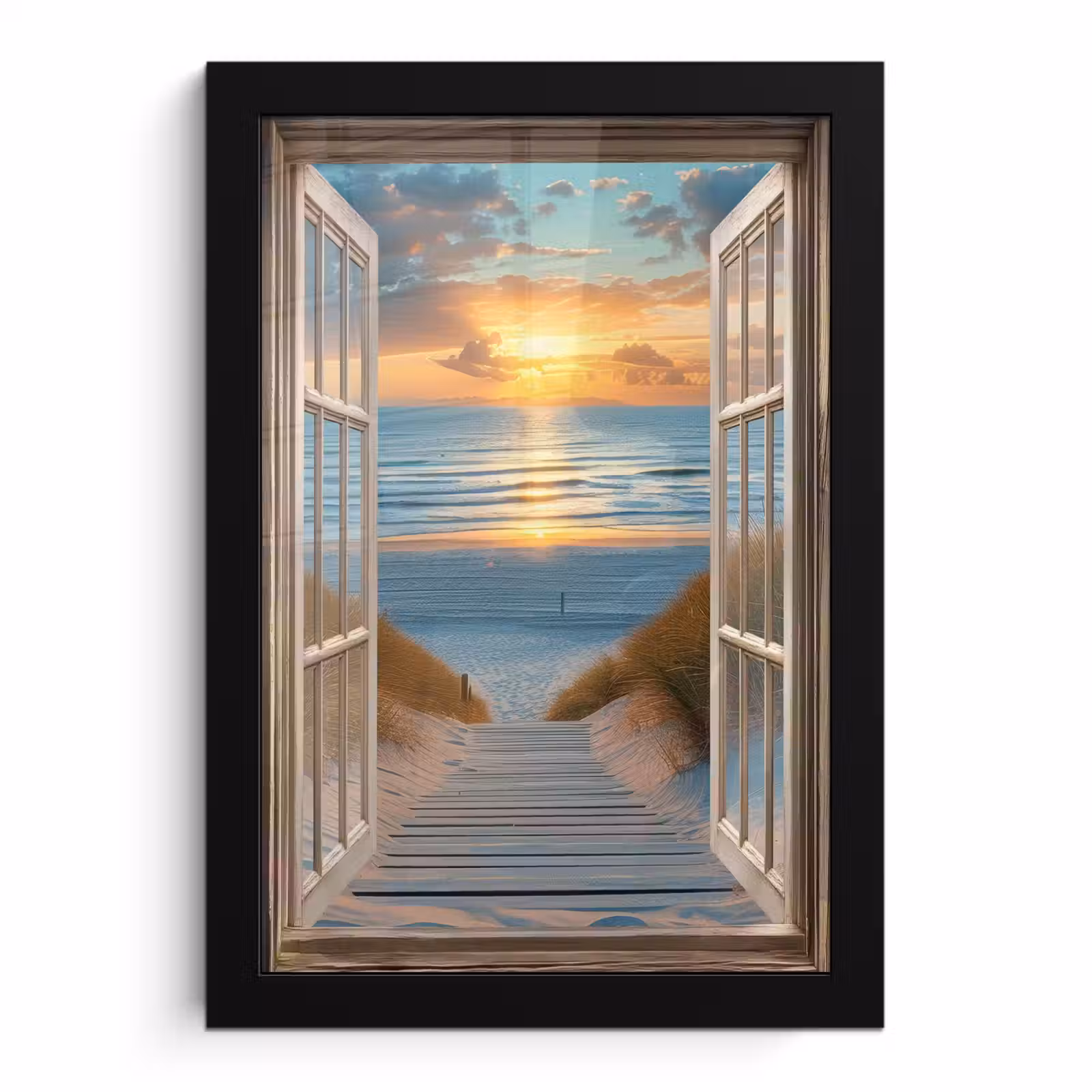 Poster met lijst - Doorkijk - Strand - Pad - Zonsondergang — 1