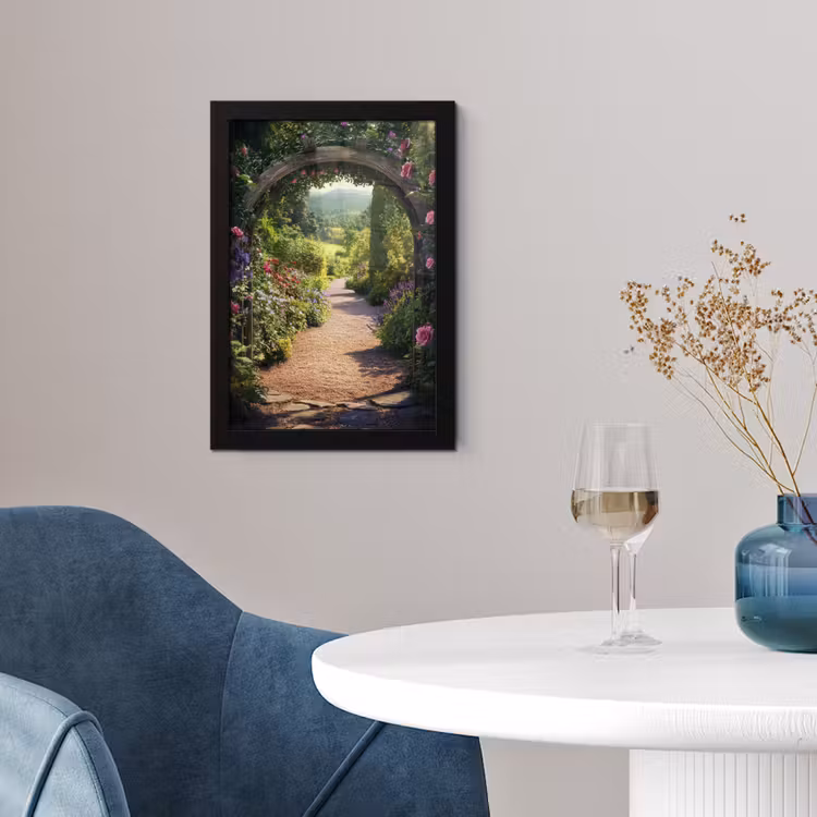 Poster met lijst - Doorkijk - Bloemen - Natuur - Rozenboog — 2