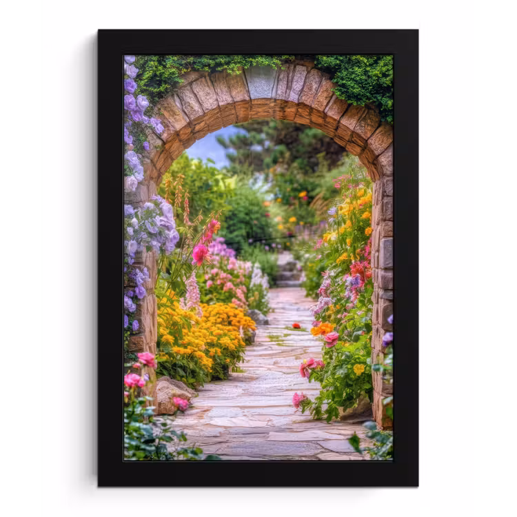 Poster met lijst - Doorkijk - Bloemen - Pad - Natuur — 1