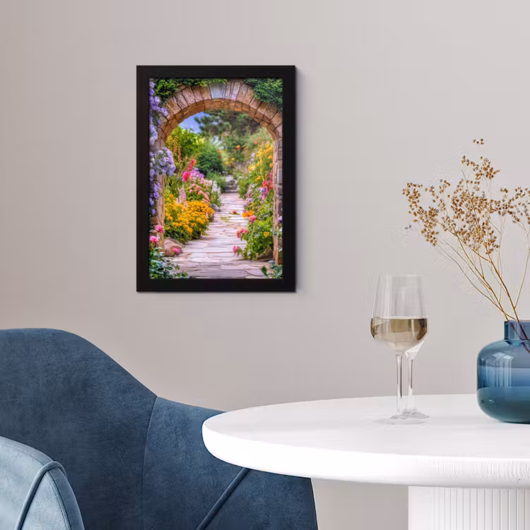 Poster met lijst - Doorkijk - Bloemen - Pad - Natuur — 2