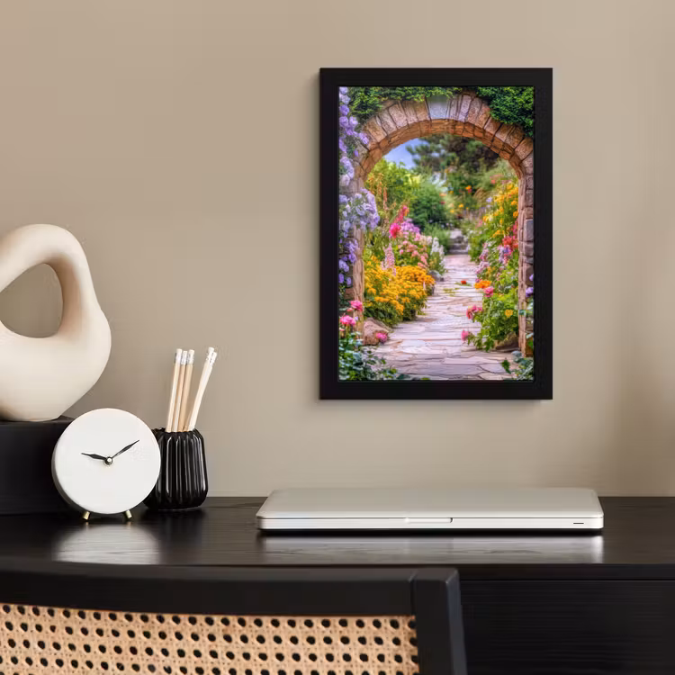 Poster met lijst - Doorkijk - Bloemen - Pad - Natuur — 3
