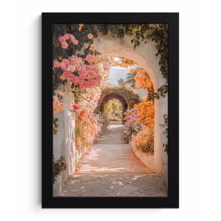 Poster met lijst - Doorkijk - Boog - Bloemen - Pastel — 1