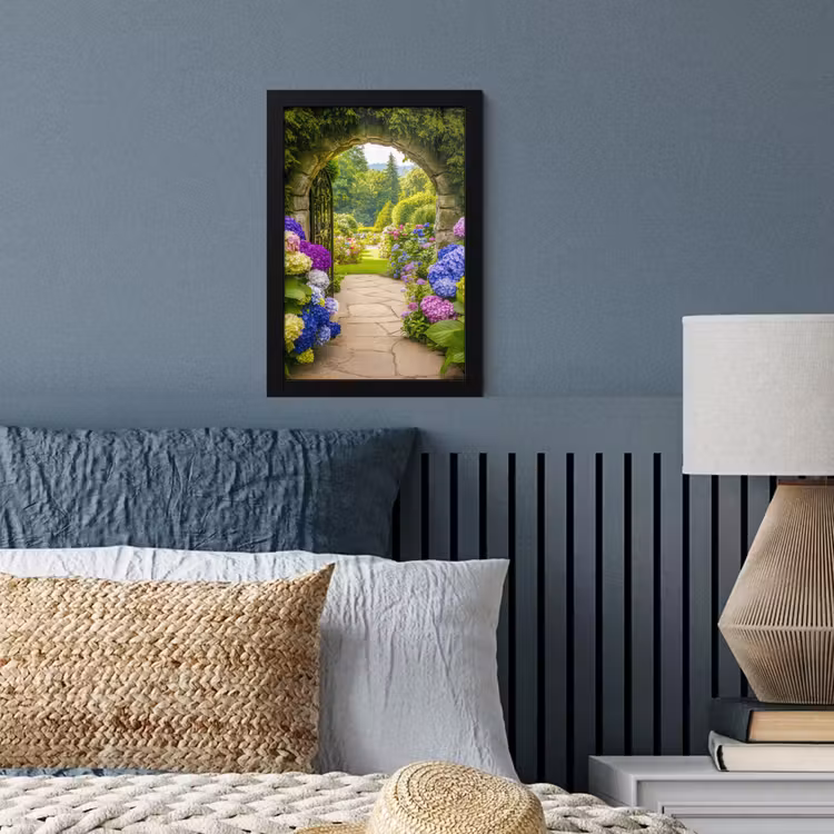 Poster met lijst - Doorkijk - Poort - Hortensia - Bloementuin — 4