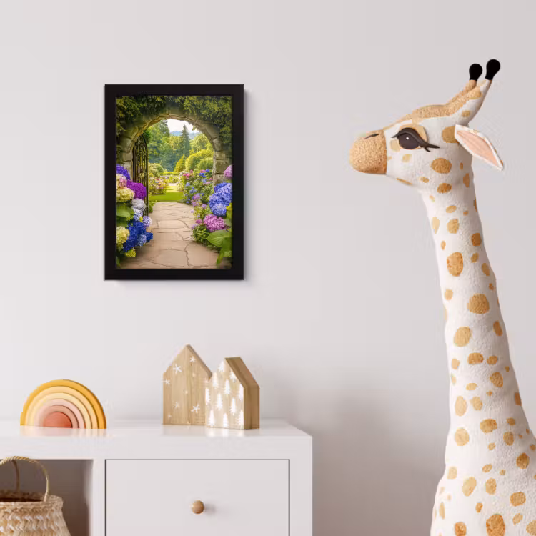 Poster met lijst - Doorkijk - Poort - Hortensia - Bloementuin — 5
