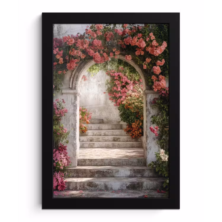 Poster met lijst - Doorkijk - Rozen - Vintage - Poort — 1