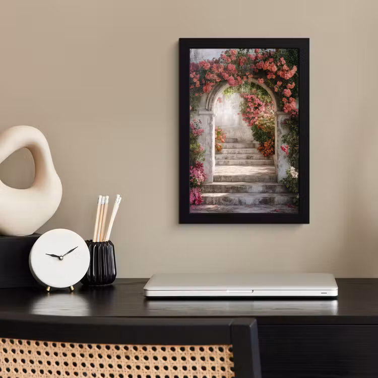 Poster met lijst - Doorkijk - Rozen - Vintage - Poort — 3
