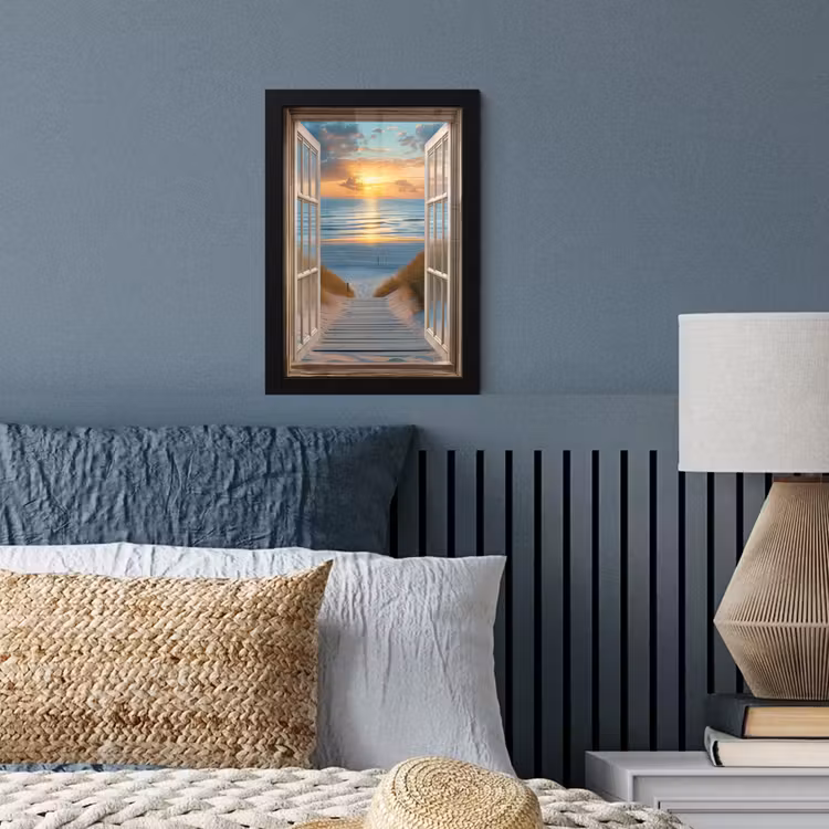 Poster met lijst - Doorkijk - Strand - Pad - Zonsondergang — 4