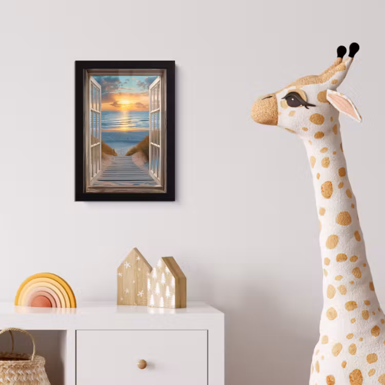 Poster met lijst - Doorkijk - Strand - Pad - Zonsondergang — 5