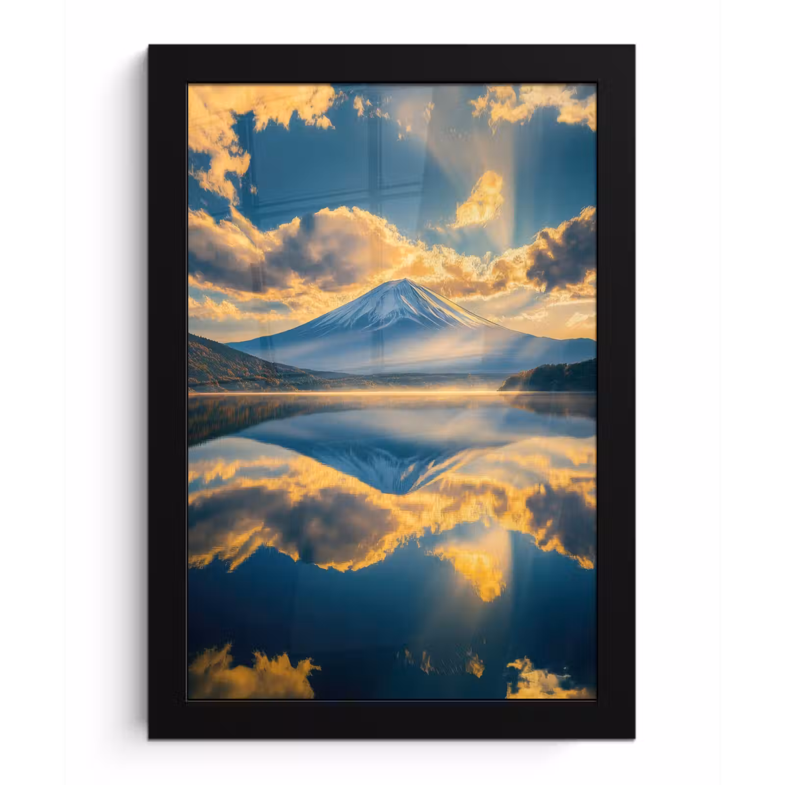 Poster met lijst - Berg - Rivier - Zonsondergang — 1