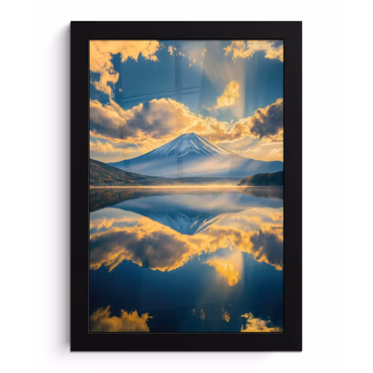 Poster met lijst - Berg - Rivier - Zonsondergang — 1