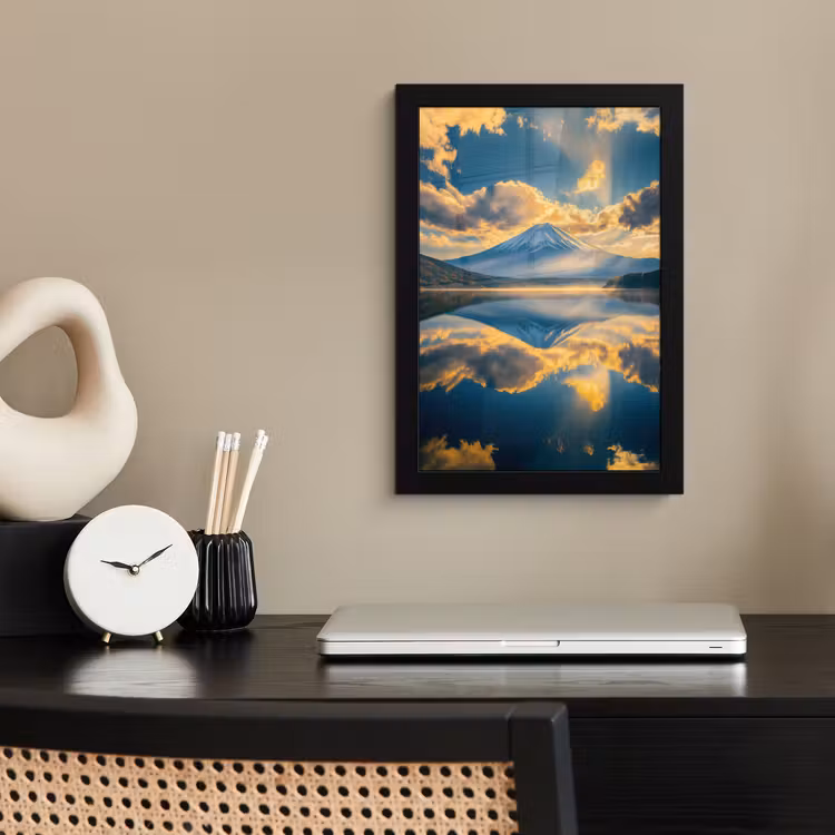 Poster met lijst - Berg - Rivier - Zonsondergang — 3