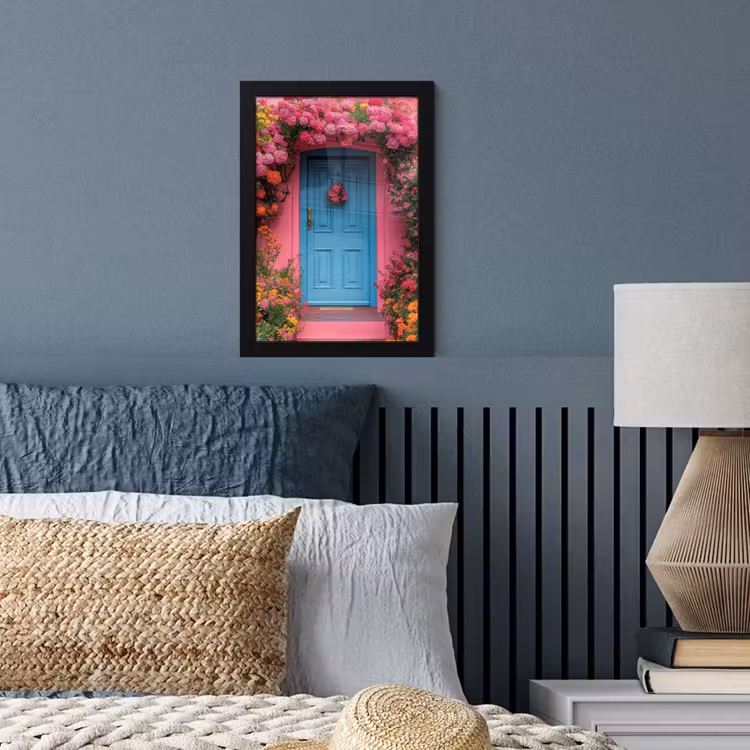 Poster met lijst - Bloemen - Deur - Roze — 4