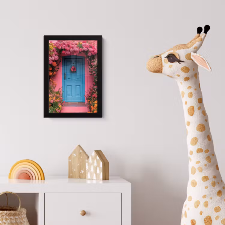 Poster met lijst - Bloemen - Deur - Roze — 5