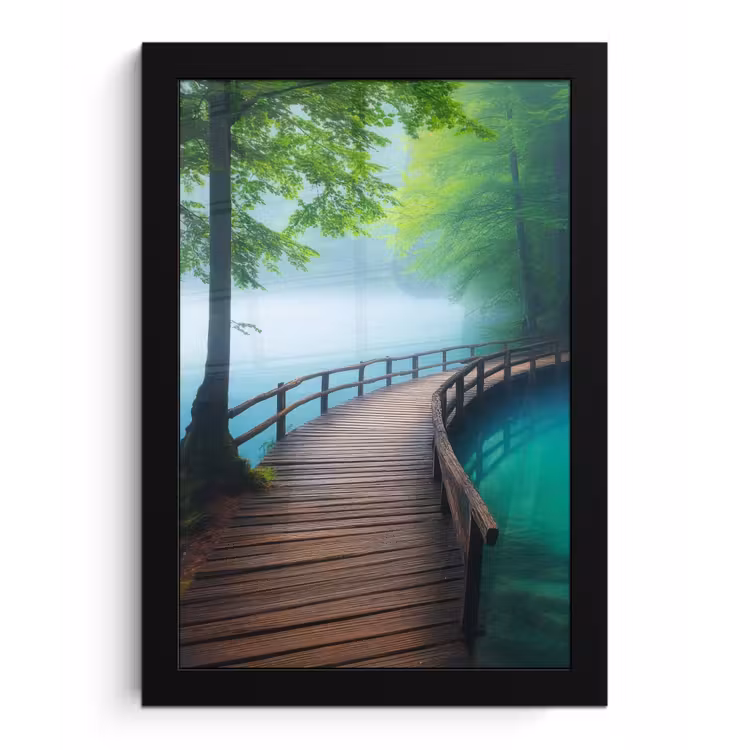 Poster met lijst - Brug - Water - Rivier - Bos — 1
