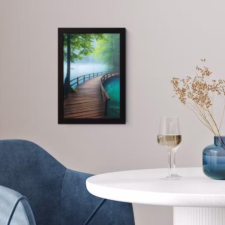 Poster met lijst - Brug - Water - Rivier - Bos — 2