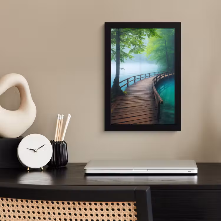 Poster met lijst - Brug - Water - Rivier - Bos — 3