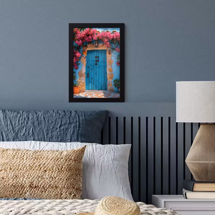 Poster met lijst - Deur - Hout - Bloemen - Blauw — 4