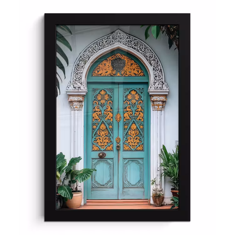 Poster met lijst - Deur - Patronen - Planten — 1