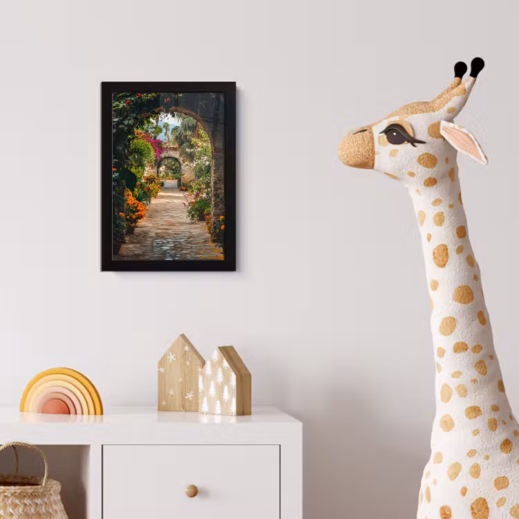 Poster met lijst - Doorkijk - Bloemen - Poort - Stenen — 5