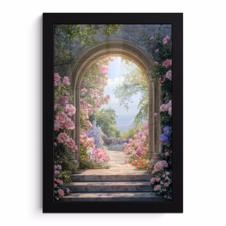 Poster met lijst - Doorkijk - Rozen - Vintage - Bloemen — 1