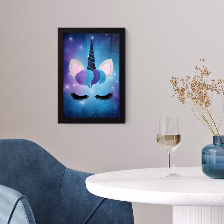 Poster met lijst - Eenhoorn - Sterren - Blauw — 2