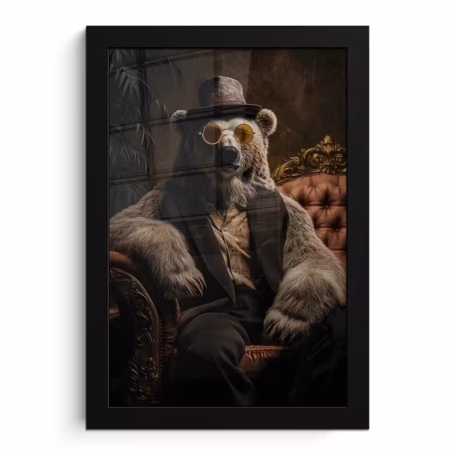 Poster met lijst - Ijsbeer - Hoed - Bril - Stoel — 1