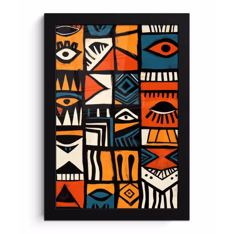 Poster met lijst - Abstract - Gezichten - Mozaïek — 1