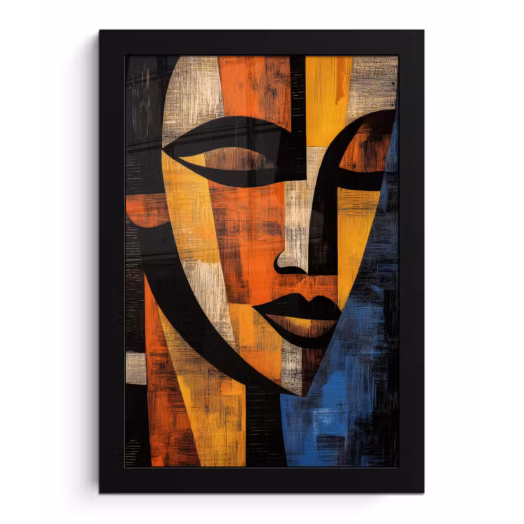 Poster met lijst - Abstract - Portret - Kleurvakken — 1