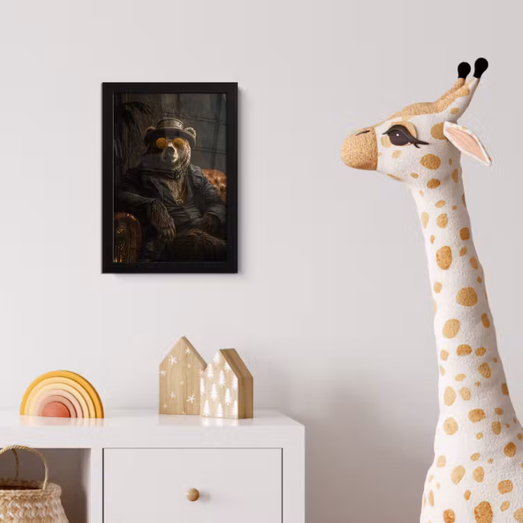 Poster met lijst - Beer - Bruin - Pak - Hoed — 5