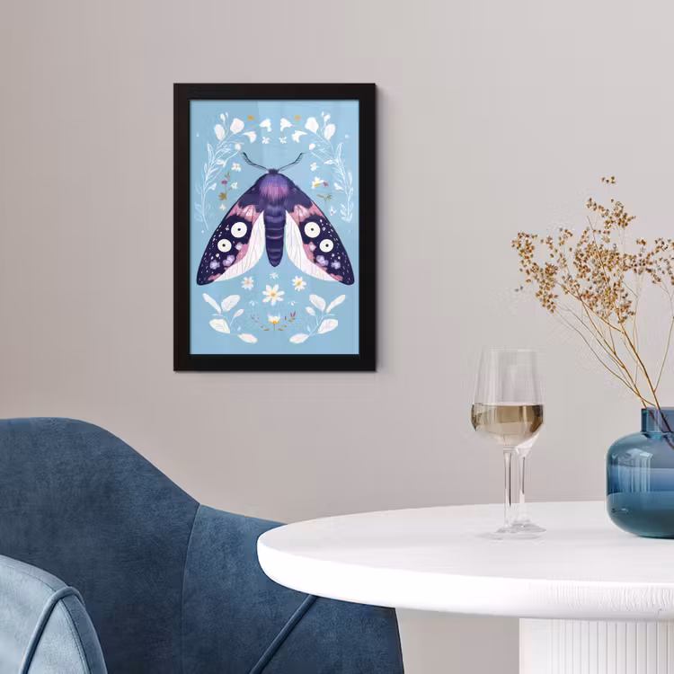 Poster met lijst - Bladeren - Wit - Vlinder - Insect — 2