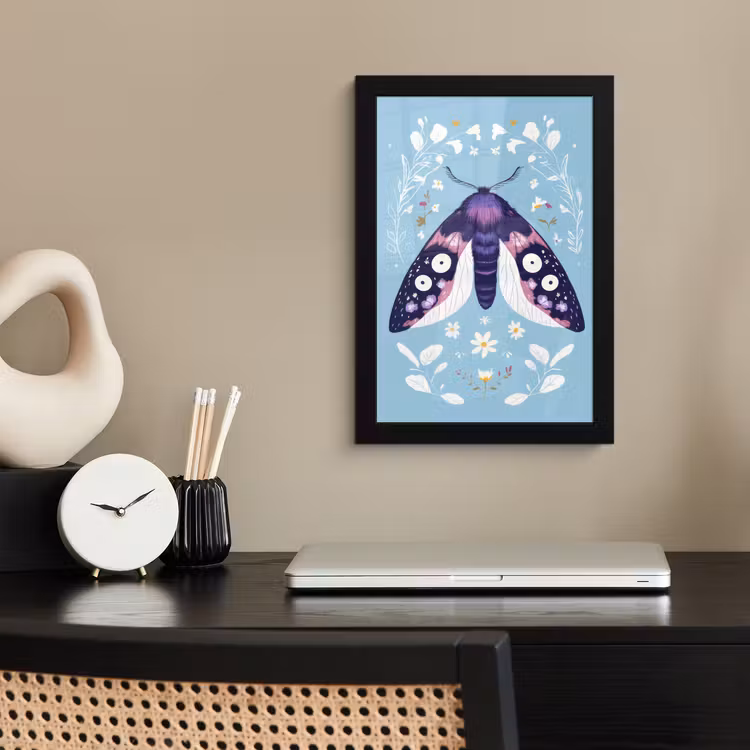 Poster met lijst - Bladeren - Wit - Vlinder - Insect — 3