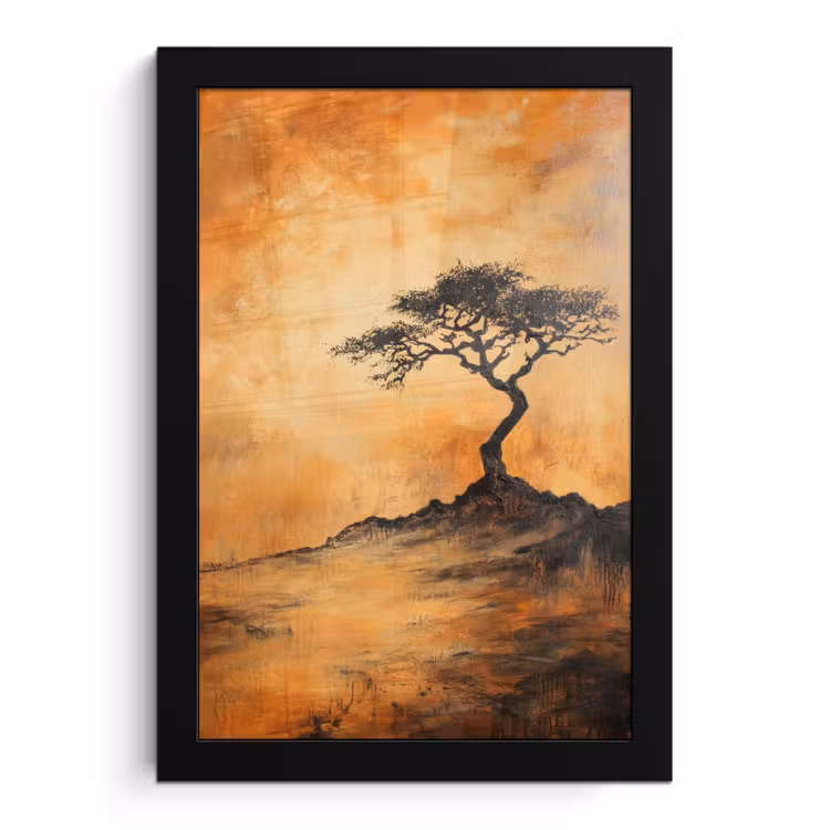 Poster met lijst - Boom - Landschap - Oranje — 1