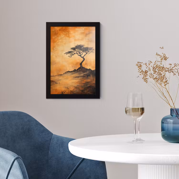 Poster met lijst - Boom - Landschap - Oranje — 2