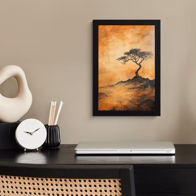 Poster met lijst - Boom - Landschap - Oranje — 3