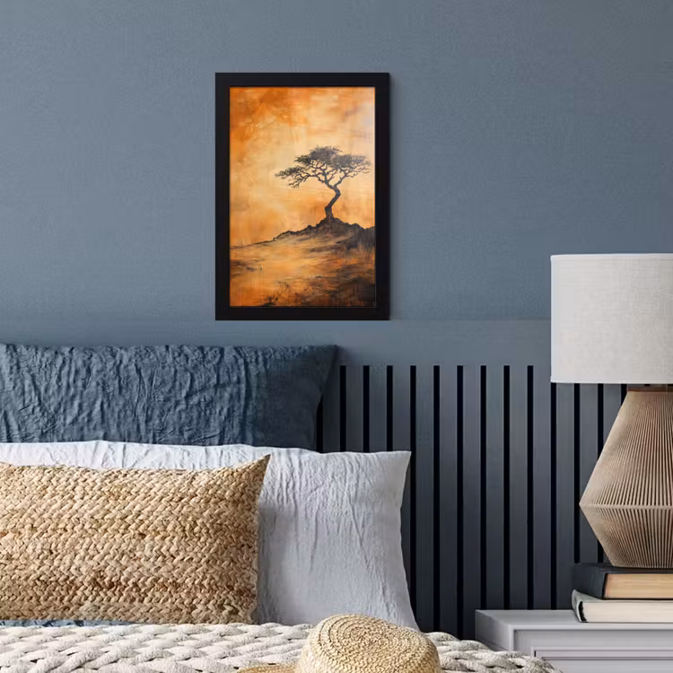 Poster met lijst - Boom - Landschap - Oranje — 4
