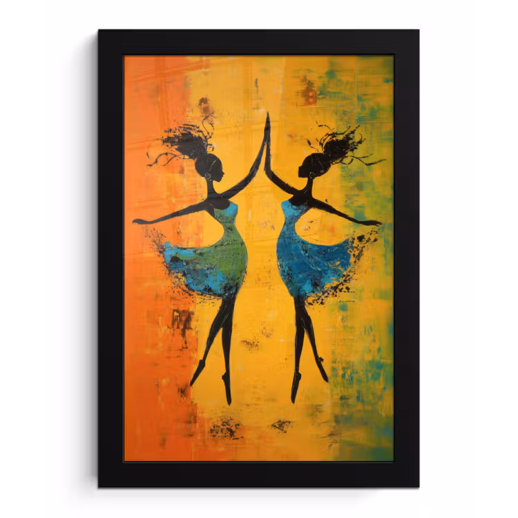 Poster met lijst - Dansen - Vrouwen - Verfstructuur — 1