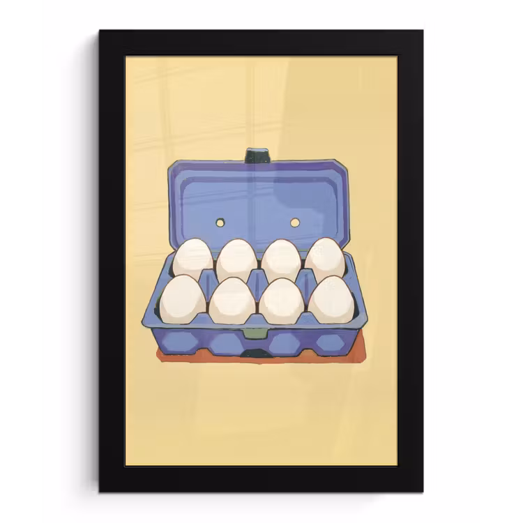 Poster met lijst - Eieren - Doos - Minimalistisch - Blauw — 1