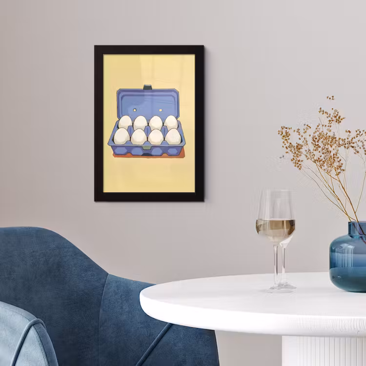 Poster met lijst - Eieren - Doos - Minimalistisch - Blauw — 2